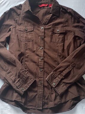 vintage brown fitted button up